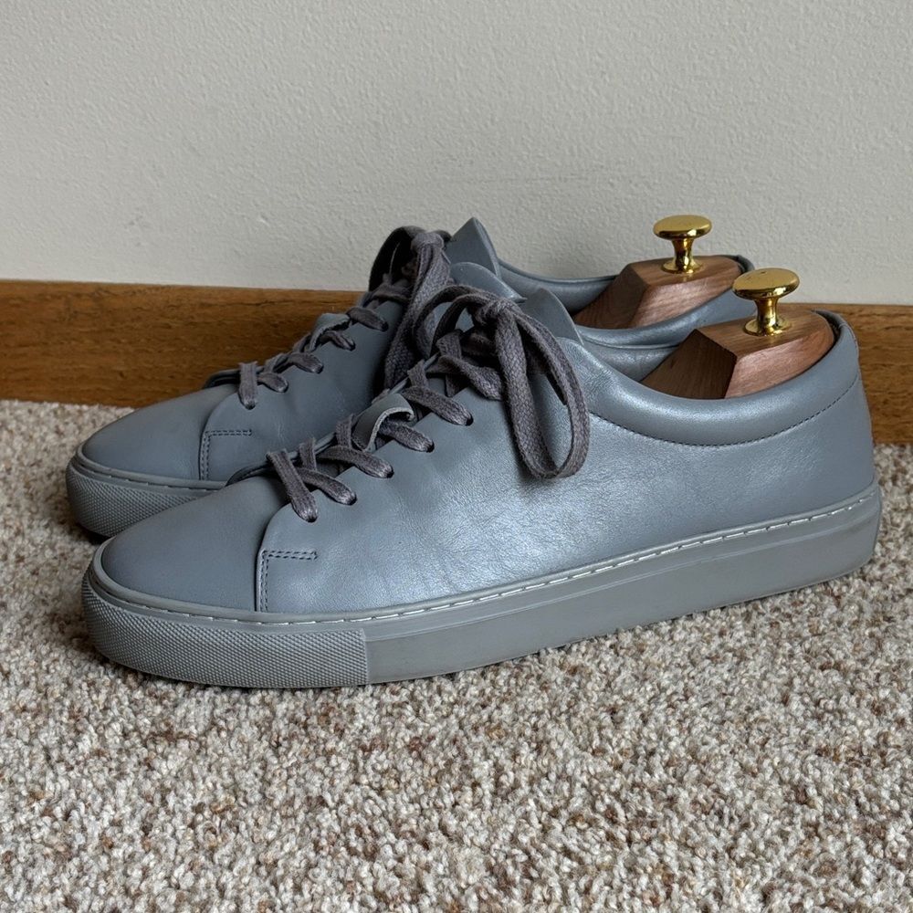 Wolf & Shepherd Men’s Gray Italian Leather Court Sneakers Shoes 9 D